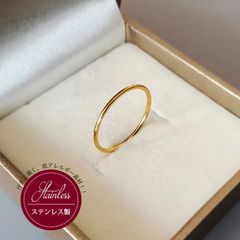 指輪 ステンレス製 シンプル リング 14号 金属アレルギー レディース 丸甲リング 細め 幅２mm ゴールド メタル