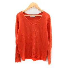 アズールバイマウジー AZUL by moussy ニット カットソー 長袖 Vネック 無地 M オレンジ /SY30
