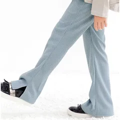 Bee【クーポン利用で20％OFF♪】リブ地フレアパンツ◇アッシュブルー◇韓国子供服 韓国子ども服 韓国こども服 キッズ 女の子 ガールズ 100 110 120 130 140 150
