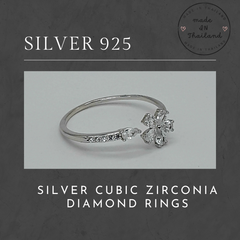 調節可能 シルバー925🌸フラワーモチーフ💍シルバー リング フォークリング 指輪 レディース オープンリング ジュエリー アクセサリー ファッション リング フリーサイズ sv925 cz 女性 プレゼント【新品✧未使用】