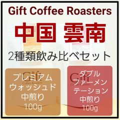 ラスト【飲み比べセット】中国 雲南🇨🇳2種(プレミアムウォッシュド、ダブルファーメンテーション)　自家焙煎コーヒー豆　各100g《ギフトコーヒーロースターズ》