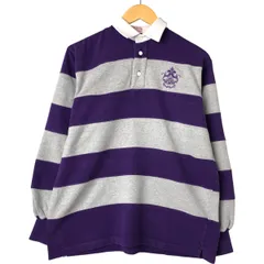 BROOKS BROTHERS ボーダー ラガーシャツ XXL パープル Brooks Brothers Striped Rugby Shirt XXL Purple Cotton Emblem