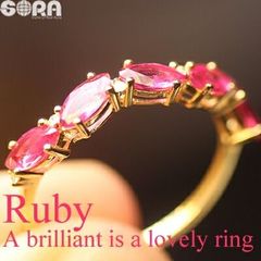 ルビー ダイヤモンド リング K18【鑑別書付】SAルビー 1.20ct SAダイヤモンド 0.03ct 指輪 13号（サイズ直し可） ゴールド イエローゴールド YG エタニティリング エタニティ ハーフエタニティ エタニティリング jewelry