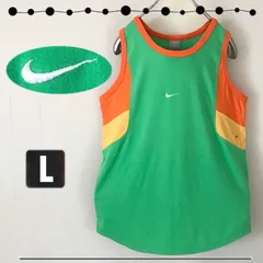 NIKE ナイキ★00s リンガータンクトップ★スウッシュロゴ/ワンポイントセンター刺繍★メンズL　2404A098
