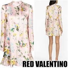 希少 RED VALENTINO ハート プリーツ シャツワンピース ロング丈 