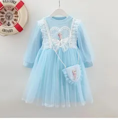 女の子の アナと雪の女王 エルサ 子供服 長袖 ワンピース ドレス ピンク ブルー２色 90cm-140cm 誕生日パーティー カジュアルファッション  プリンセスファッション キューティー 春 秋 冬