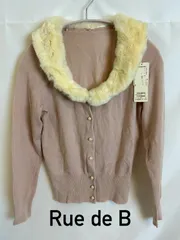 Rue de B 薄いピンク カーディガン ラビットファー 2way