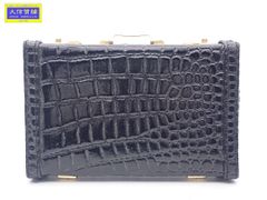 BALLY バリー カードケース アタッシュケース型 クロコ型押し ブラック 中古B+ 【送料無料】 A-8845【質屋出品】