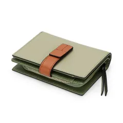 《本革》二つ折り財布 コンパクト ミニウォレット 2つ折り ペールグリーン