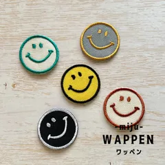 【5枚セット】スマイル、ニコちゃん アイロン刺繍ワッペン