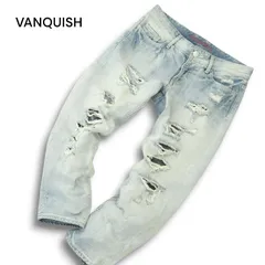 VANQUISH ヴァンキッシュ 春夏 クラッシュ加工★ アンクル デニム パンツ ジーンズ Sz.26 メンズのサムネイル