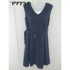 ◇　◎ AG by aquagirl Vネック　ノースリーブ 膝下丈 ワンピース サイズM ネイビー レディース  【中古】 【1107050001243】