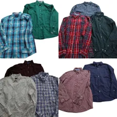 古着卸 まとめ売り チャップス 長袖シャツ 10枚セット (メンズ XL ) 無地 タータンチェック ストライプ マドラスチェック 中古 古着 MY4500