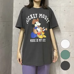ヴィンテージライクなミッキーマウスTシャツ (252AN2ST360) ウエスタン Mickey Mouse ミッキー ウエスタンミッキー レディース シャツ フロントプリント