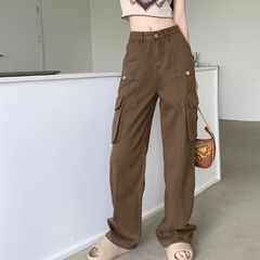 カーゴパンツ レディース カラーパンツ ワイド ロング ゆったり