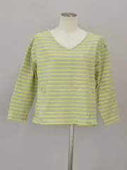 オーシバル ORCIVAL カットソー ボーダー コットン 0サイズ ライトグレー×イエロー レディース e_u F-S4310