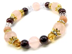 恋愛運 ガーネット ローズクォーツ ブレスレット ピンク パワーストーン ブレスレット レディース 天然石 数珠 アクセサリー