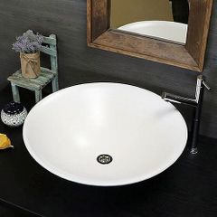 信楽焼 手洗い鉢 洗面ボウル 陶器 直径51cm 大型サイズ 白マットソリ型手洗い鉢 tr-4033