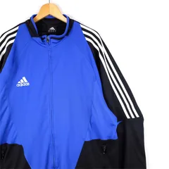 00's adidas トラックジャケット 袖3ライン メンズUS-XL JP-4XOサイズ ブルー ブラック ジャージ jk-3219