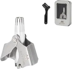 Ｍ Ｂｅｅ’ｓ　Ｋｎｅｅｓ トータルビューティアドバイザー監修鼻毛カッター 手動式 エチケットカッター 鼻毛切り 水洗い可能 鼻毛処理 回転式 小型 電池不要 安全性 12枚立体ブレード レディース メンズ Knees(シルバー,  小型　軽量)