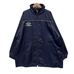 90s アンブロ UMBRO ナイロンジャケット XL相当(表記M) ビッグシルエット ブルゾン スポーツウェア ジャンパー トラックジャケット ネイビー 青 ブルー ダークネイビー 古着 X063