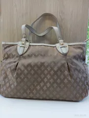 【中古品】 PATRICK COXパトリックコックス トートバッグ 茶ブラウン×白ホワイト 肩掛け 手提げ バッグかばん 現状品