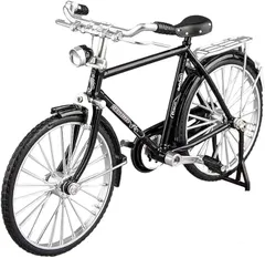 SALUDABLE 自転車 ミニチュア 完成品 模型 バイク フィギュア レトロ 合金 1/10(ブラック,  単品)