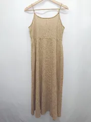 ◇ ⊂ continuer de NICE CLAUP バックリボン ロング丈 キャミソール ワンピース サイズF ベージュ レディース E  【1410230007790】