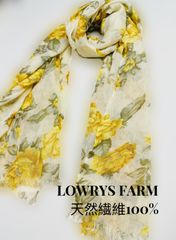 LOWRYS FARM　花柄 スカーフ ストール 天然繊維100% リネンウール素材 薄手 軽い