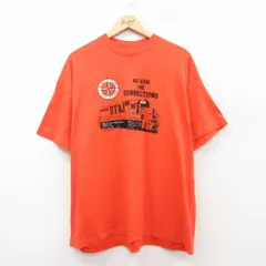 XL/古着 半袖 ビンテージ Tシャツ メンズ 90s 機関車 大きいサイズ クルーネック オレンジ 25apr24 中古