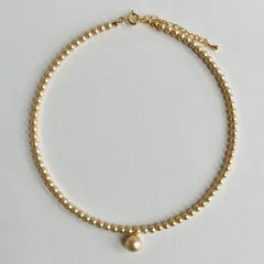 樹脂パールチョーカーネックレス/約4mm約35cm+5cm/クリームゴールド/G/made in japan