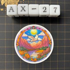 방수 스티커 일몰과 하얀 비둘기 스테인드 글라스 스타일 일러스트 AX-27