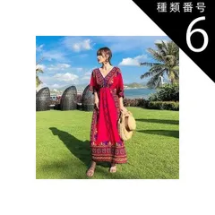 種類6：画像3/XL ワンピース フレアワンピース ロング ロング丈 マキシ マキシ丈 袖あり 長袖 フレアスリーブ 襟なし Aライン 大人可愛い きれいめ シンプル カジュアル 大人 上品 おしゃれ レトロ アジアン エスニック エキゾチック 大人女子 こな