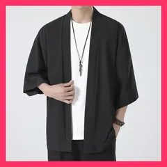 ★売れ筋★ カーディガン メンズ 甚平風 サマー 夏用 接触冷感 七分袖 和風 薄手 涼しい トップス 浴衣風 お花火 お祭り イベント カジュアル おしゃれ