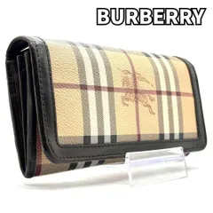 【気品あるチェックの魔法】　Burberry バーバリー　長財布 ノバチェック コーティング キャンバス レザー PVC ホースロゴ　ベージュ系