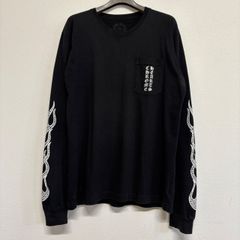 CHROME HEARTS クロムハーツ Vertical バーティカル 炎 ファイヤー クロス ロゴ 黒 ブラック 長袖 Tシャツ ロンT トップス カットソー Lサイズ 極美品