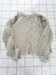 ◇ ⊂ NICE CLAUP ナイスクラップ 花柄 肩あき 長袖 ブラウス カットソー サイズ表記なし グリーン系 レディース E  【1509100082224】