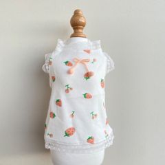犬服 ドッグウェア キャミソール タンクトップ 可愛いいちご柄 薄手 柔らかい