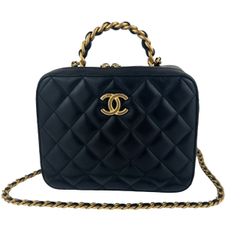 CHANEL シャネル ココマーク マトラッセ ヴァニティ トップハンドル  チェーンショルダーバッグ Black ブラック  GHW ゴールド金具 　AS3319 ICチップ　ハンドバッグ　レディースバッグ