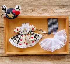 JANAYA ハンドメイド　オビツ11服　ハート柄アリス風ワンピース　4点セット