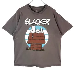 ピーナッツPeantusスヌーピーSnoopy半袖キャラクターTシャツキャラ物チャコールグレー灰色vintageヴィンテージ40621