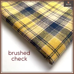 【起毛生地】100cmカット　チェック柄　イエロー系　ハンドメイド　先染め　マフラー　レディース　綿ポリ　トート　タータンチェック　ストール　フランネル風　スカート　コットン／ポリエステル　混紡　軽量　インテリアファブリック　柔らかい　温か　アパレル 021K