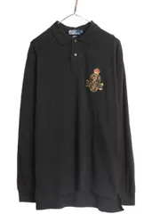 【お得なクーポン配布中!】 90s ポロ ラルフローレン 鹿の子 長袖 ポロシャツ メンズ L 古着 90年代 オールド 長袖シャツ コットン ワンポイント ポニー無し ブラック