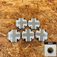 5個セット モノクロユニオンジャック スチールボディ缶バッジ 32mm イギリス UK バッチ バッヂ ロッカーズ PUNK パンク べスパ トライアンフ MINI