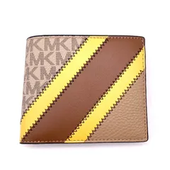 【中古】美品 MICHAEL KOSE マイケルコース モノグラム 未使用品 レザー 二つ折り 財布 eH0673A