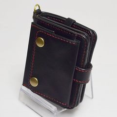 ハンドメイド　差込錠型コンパクトウォレット60　栃木ブラックサドルレザー ハンドメイド 差込錠型コンパクトウォレット59 栃木ブラック