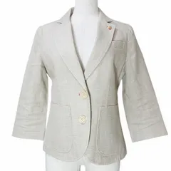 ダブルスタンダードクロージング ダブスタ DOUBLE STANDARD CLOTHING テーラード ジャケット リネン シングル 7分袖 ラペルピン付き 2B 背抜き 36 S相当 ベージュ Xのサムネイル