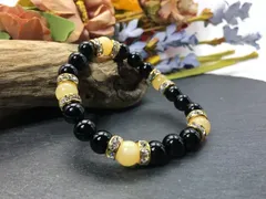 パワーストーン ブレスレット オニキス&アラゴナイト 天然石ブレス （ゴールド）レディース 女性  数珠ブレス 開運 プレゼント ギフト  [n]