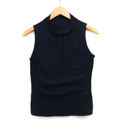 ピエスモンテ PIECE MONTEE カットソー ブラウス 無地 シンプル フリルネック シャーリング加工 ノースリーブ コットン 綿 ブラック 黒 /HT25のサムネイル