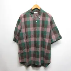 B&Y ユナイテッドアローズ BEAUTY&YOUTH ビューティー&ユース チェック柄 ビッグフォルム 半袖 シャツ XL 茶 ブラウン シルク混 ボタンダウン